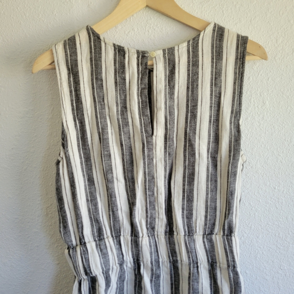 LOFT Ann Taylor Striped Linen Midi Dress Womens Size 10T - Picture 9 of 11